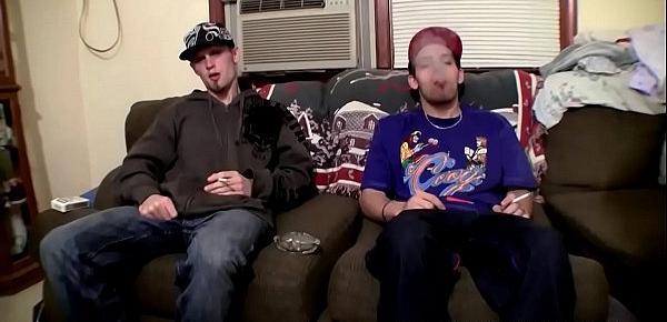  Drac and Nolan smoking and jerking their fat cocks for jizz